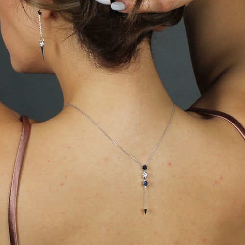 Minimalistic Gold Diamond And Sapphire Necklace