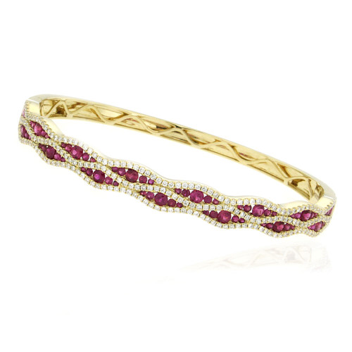 Curved Lines Ruby and Diamond Bangle