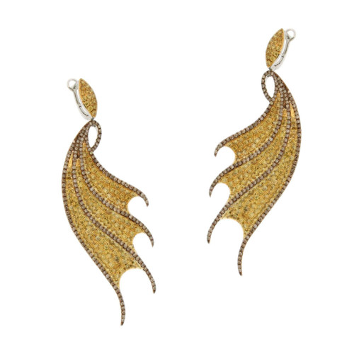 Brown and Yellow Diamond Claw Earrings