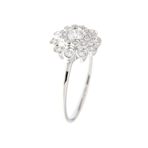 Floral Dew Drop Diamond & Gold Ring