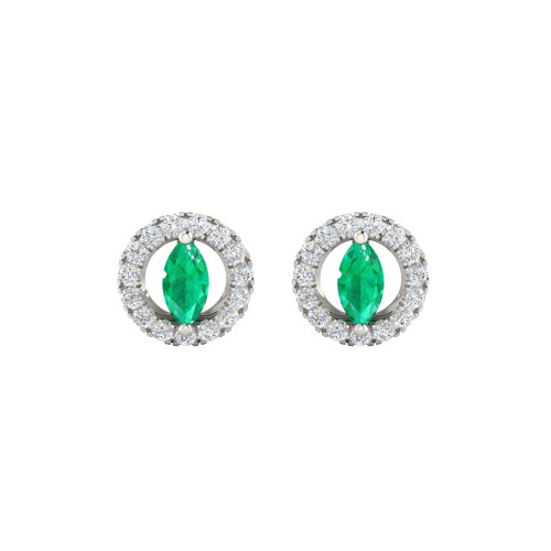 Diamond and Emerald Halo Earrings