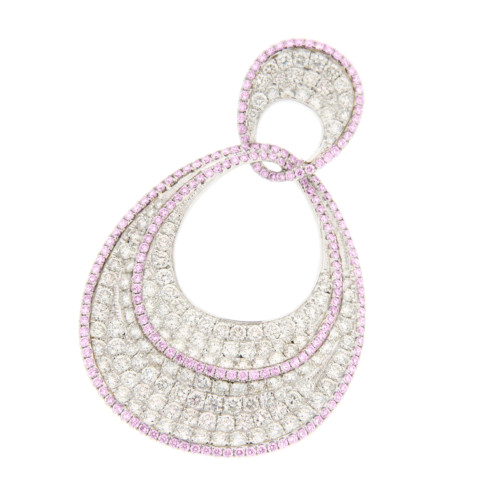 Pink Sapphire and White Diamond Petal Pendant
