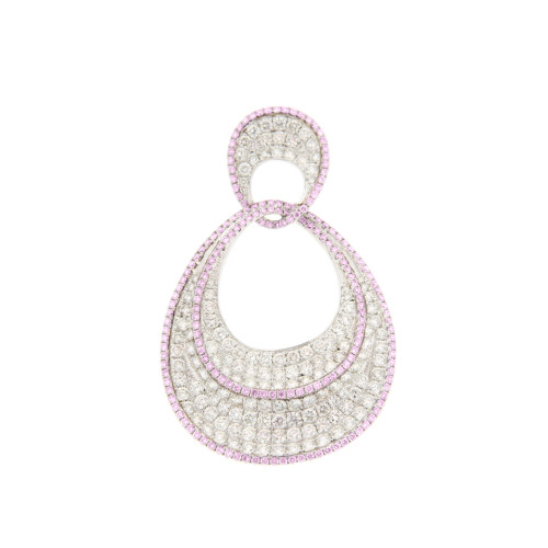 Pink Sapphire and White Diamond Petal Pendant