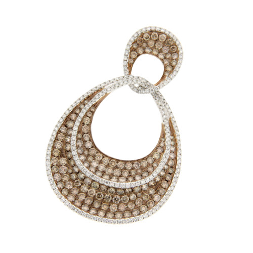 White & Brown Diamond Oval Pendant