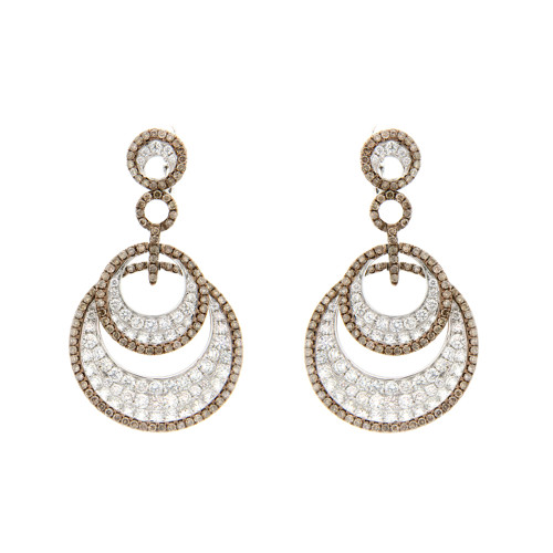 Round Diamond Circle Drop Earrings