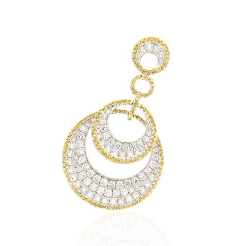 Diamond & Yellow Sapphire Circle Drop Pendant
