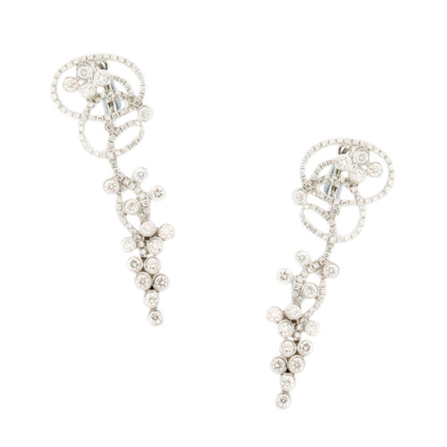 Sparkling White Diamond Floral Scroll Danglers