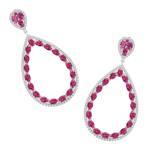 Tear Drop Ruby and Diamond Earrings