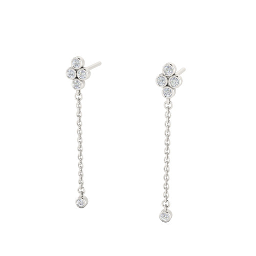 Pebble Lariat and Drop Diamond Earrings