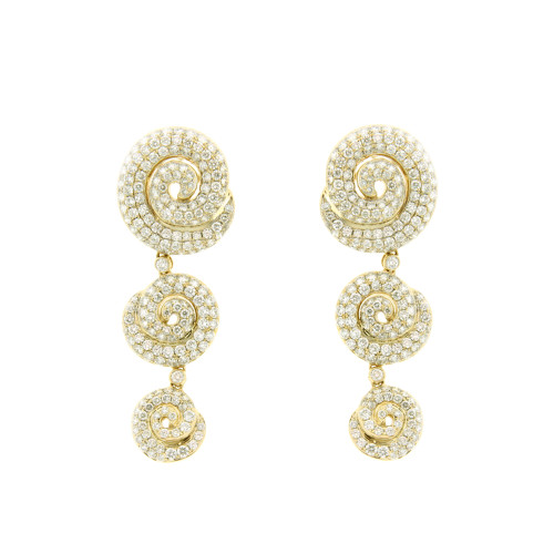 Spiral Caterpillar Diamond Dangler Earrings