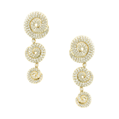 Spiral Caterpillar Diamond Dangler Earrings