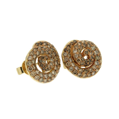 Spiral Caterpillar Brown Diamond Earrings