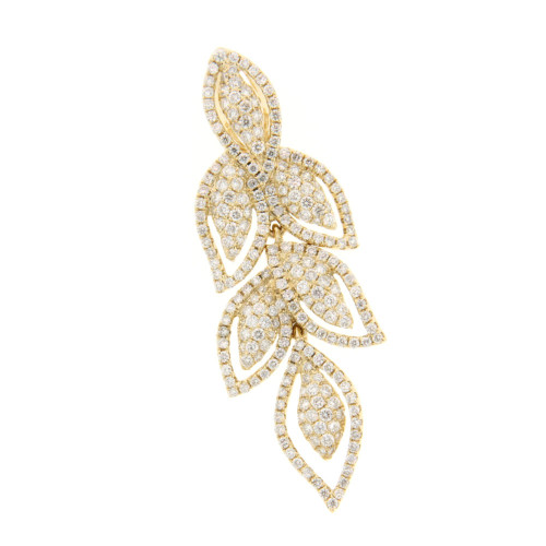 Jasmine Leaf Drop Diamond Pendant In White Diamond And Gold