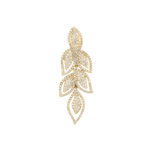 Jasmine Leaf Drop Diamond Pendant In White Diamond And Gold