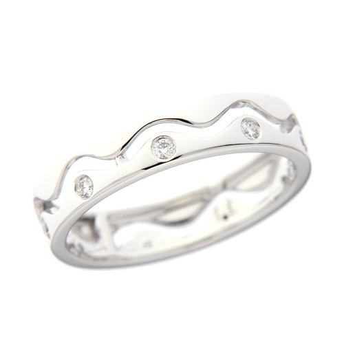 Gentle Wave Diamond Dot Ring