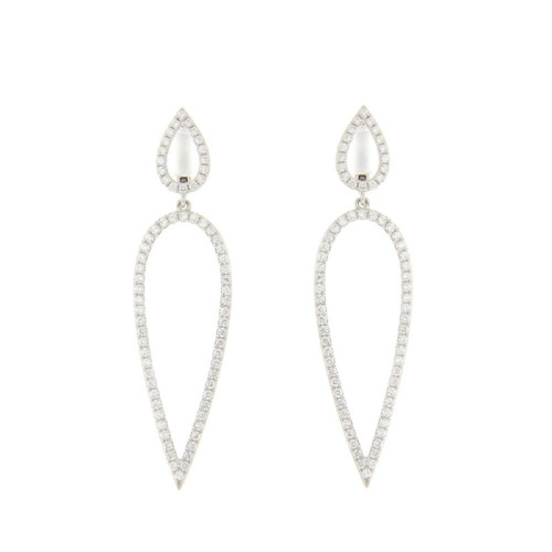 Nature Inspired Double Leaf Diamond Dangle Earrings