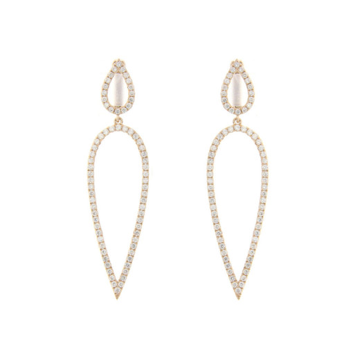 Nature Inspired Double Leaf Diamond Dangle Earrings