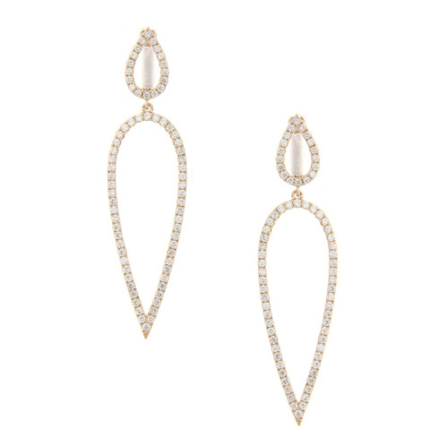 Nature Inspired Double Leaf Diamond Dangle Earrings