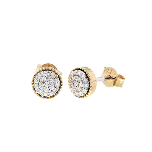 Diamond & Gold Studs In Pave And Miligrain Setting (18K)