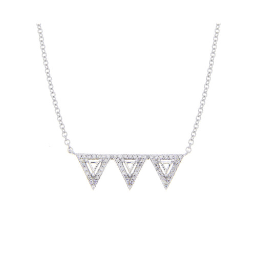 Triple Triangle Diamond Halo Pendent 18K Gold