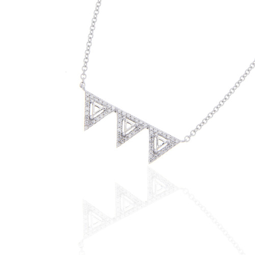 Triple Triangle Diamond Halo Pendent 18K Gold