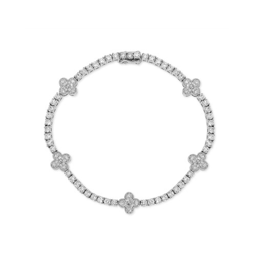 Diamond And Gold Clover Tennis Bracelet